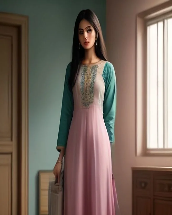 Woman in a straight kurti and palazzo pants at the office